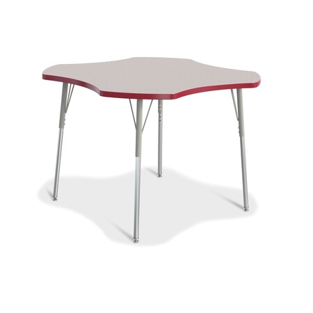 Jonti-Craft Berries Four Leaf Activity Table, A-height, Freckled Gray/Red/Gray 6453JCA008